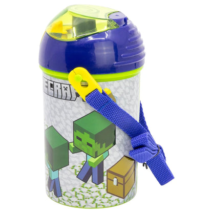 Minecraft Creeper Steve Alex Wasserflasche Trinkflasche Flasche Tragegurt 450 ml - WS-Trend.de
