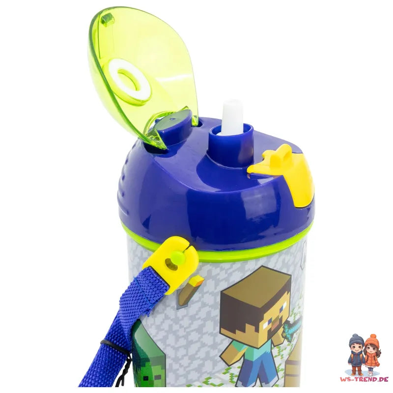 Minecraft Creeper Steve Alex Wasserflasche Trinkflasche Flasche Tragegurt 450 ml - WS-Trend.de