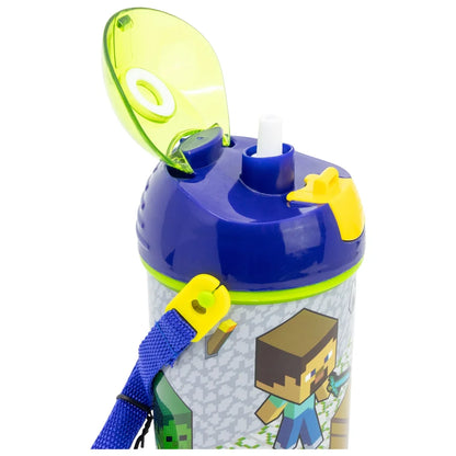 Minecraft Creeper Steve Alex Wasserflasche Trinkflasche Flasche Tragegurt 450 ml - WS-Trend.de