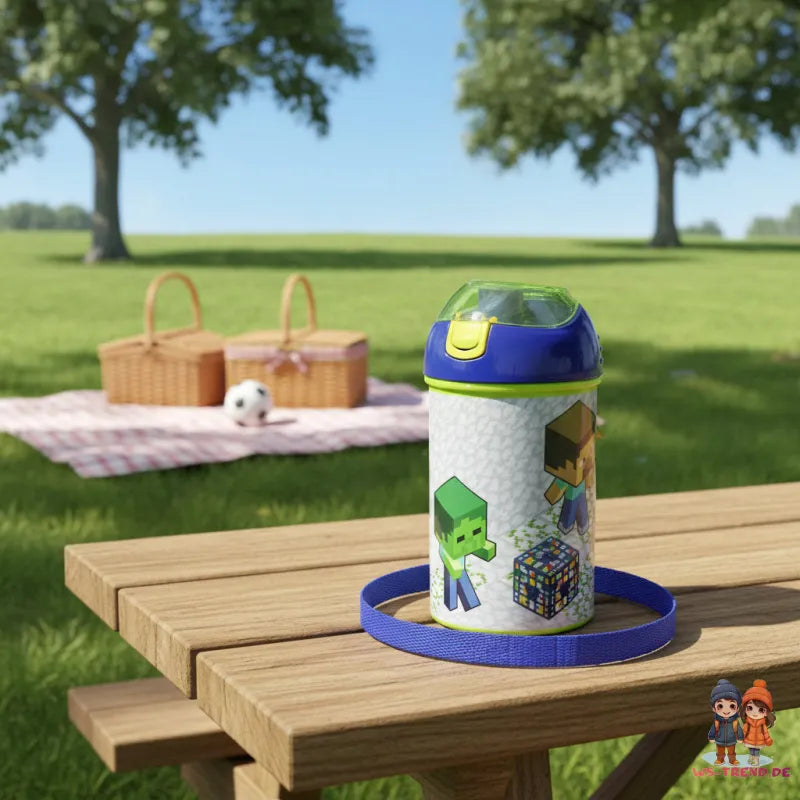 Minecraft Creeper Steve Alex Wasserflasche Trinkflasche Flasche Tragegurt 450 ml - WS-Trend.de