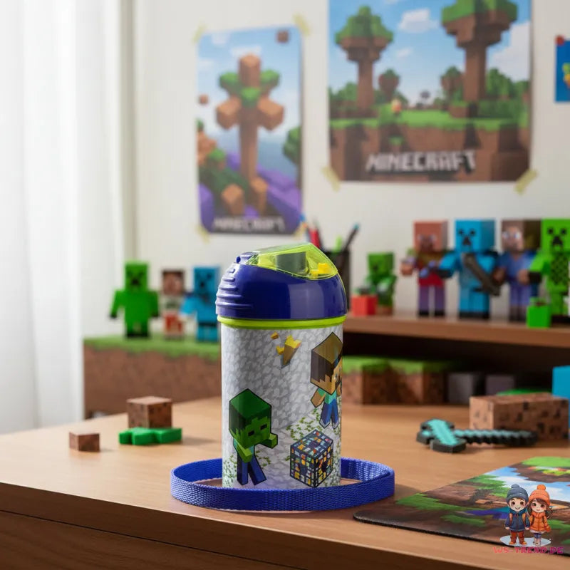 Minecraft Creeper Steve Alex Wasserflasche Trinkflasche Flasche Tragegurt 450 ml - WS-Trend.de