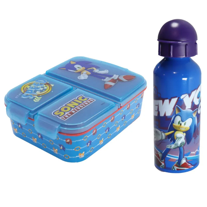 Sonic the Hedgehog 2 tlg. Lunch Set Brotdose mit 3 Kammern XL Alu-Trinkflasche - WS-Trend.de