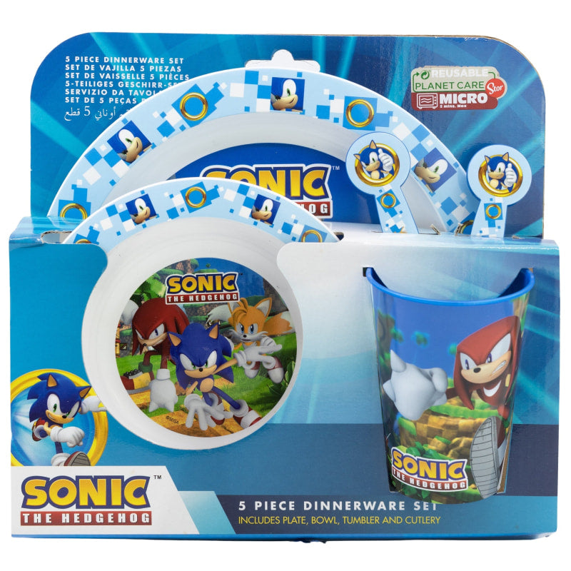 Sonic und Freunde Kinder Geschirr-Set 5 teilig Becher Teller Schüssel Besteck - WS-Trend.de
