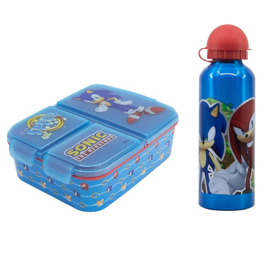 Sonic the Hedgehog 2 tlg. Lunch Set Brotdose mit 3 Kammern XL Alu-Trinkflasche - WS-Trend.de