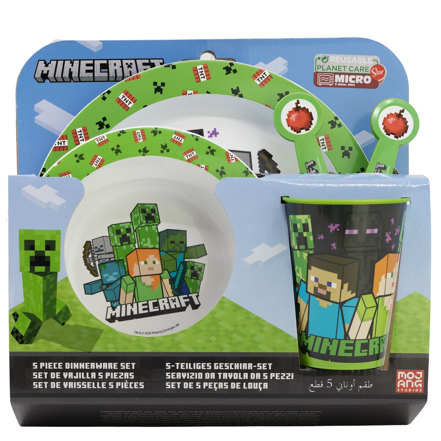 Minecraft Alex Creeper Steve Kinder Geschirr-Set 5 teilig Becher Teller Schüssel