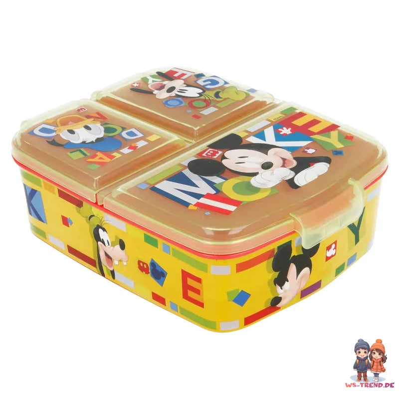 Disney Mickey Maus 4 teiliges Lunch Set Brotdose Alu-Trinkflasche - Löffel Gabel - WS-Trend.de