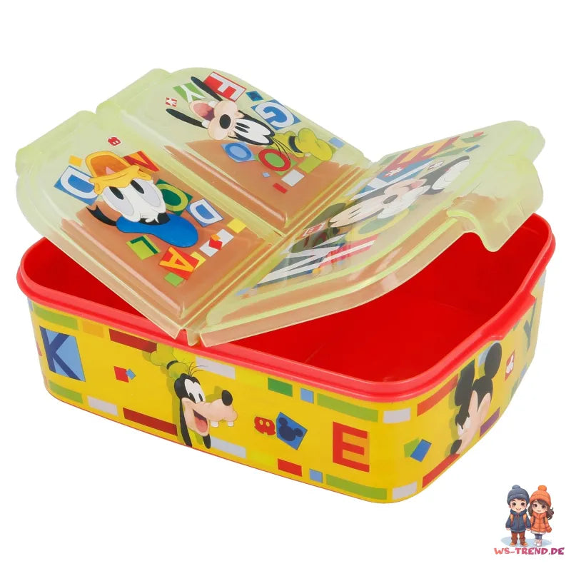 Disney Mickey Maus 4 teiliges Lunch Set Brotdose Alu-Trinkflasche - Löffel Gabel - WS-Trend.de