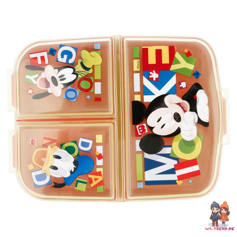 Disney Mickey Maus 4 teiliges Lunch Set Brotdose Alu-Trinkflasche - Löffel Gabel - WS-Trend.de