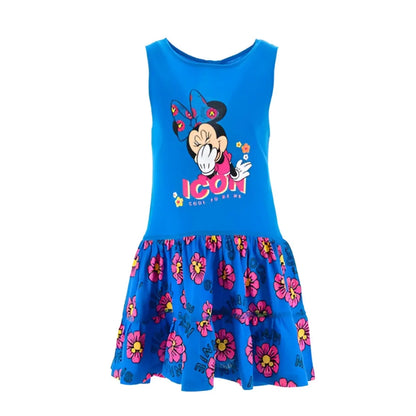 Disney Minnie Maus Kinder Mädchen Kleid Sommerkleid - WS-Trend.de langarm Glitzer Blau Rosa 98 bis 128 Baumwolle