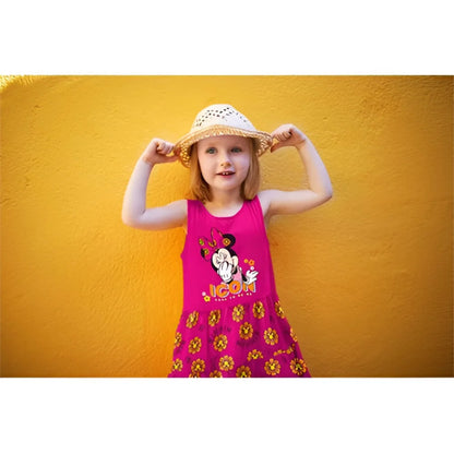 Disney Minnie Maus Kinder Mädchen Kleid Sommerkleid - WS-Trend.de langarm Glitzer Blau Rosa 98 bis 128 Baumwolle