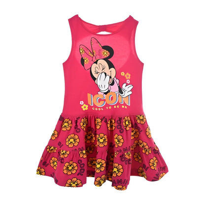 Disney Minnie Maus Kinder Mädchen Kleid Sommerkleid - WS-Trend.de langarm Glitzer Blau Rosa 98 bis 128 Baumwolle