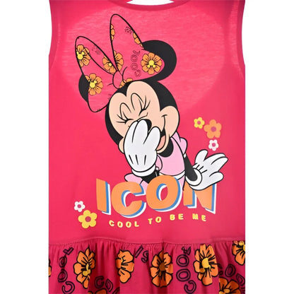 Disney Minnie Maus Kinder Mädchen Kleid Sommerkleid - WS-Trend.de langarm Glitzer Blau Rosa 98 bis 128 Baumwolle
