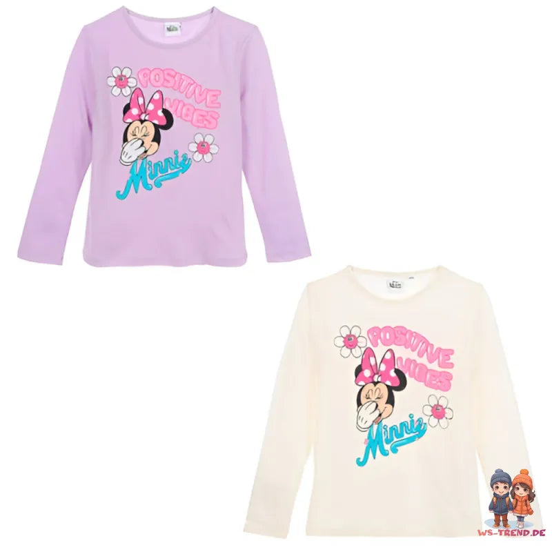 Disney Minnie Maus Kinder Mädchen langarm T-Shirt Shirt - WS-Trend.de 98 bis 128 Baumwolle