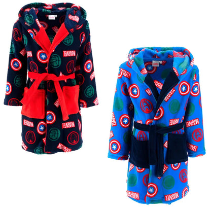 Marvel Avengers Kinder Mikrofaser Fleece Bademantel - WS-Trend.de Hausmantel mit Kapuze Gr. 104-140