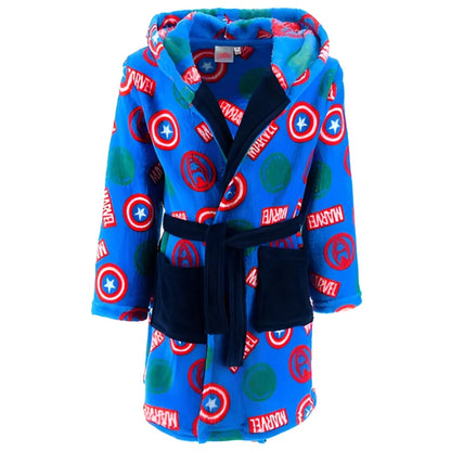 Marvel Avengers Kinder Mikrofaser Fleece Bademantel - WS-Trend.de Hausmantel mit Kapuze Gr. 104-140