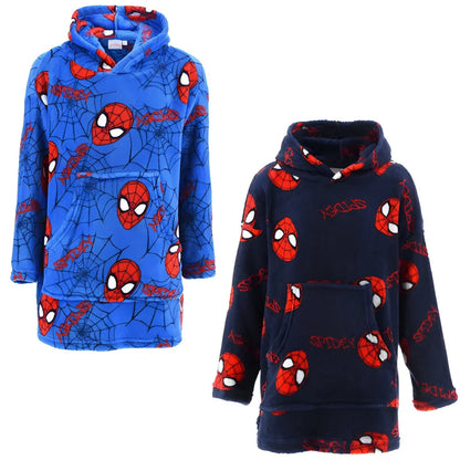 Marvel Spiderman Kinder Fleece Bademantel - WS-Trend.de Hausmantel mit Kapuze Gr. 104-128