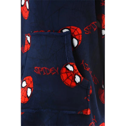 Marvel Spiderman Kinder Fleece Bademantel - WS-Trend.de Hausmantel mit Kapuze Gr. 104-128