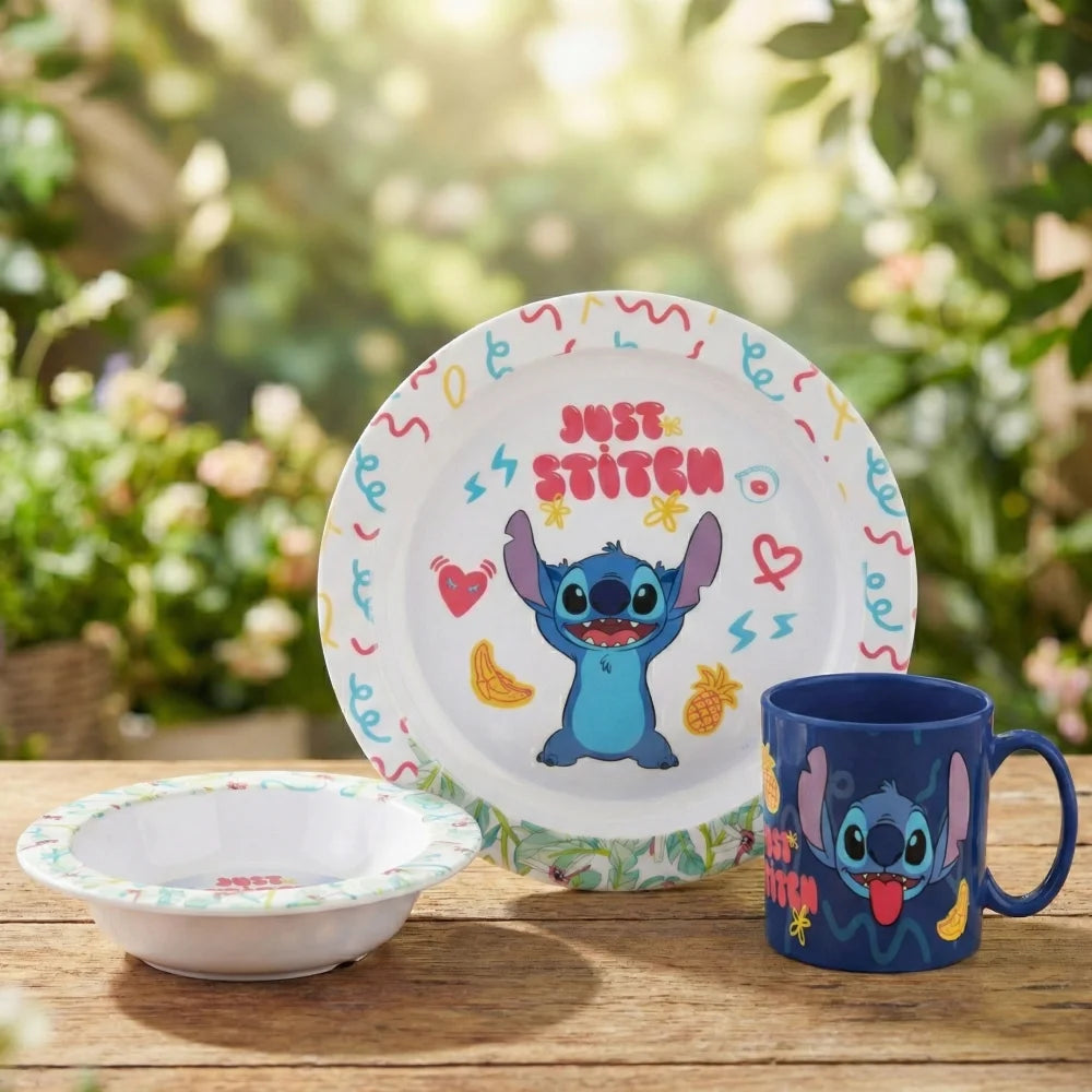 Disney Stitch Kinder Geschirr-Set 3 teilig Becher Teller Schüssel Frühstücksset - WS-Trend.de