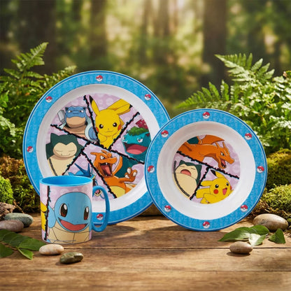Pokemon Pikachu Kinder 3 teiliges Geschirr Set Teller und Schüssel Becher - WS-Trend.de