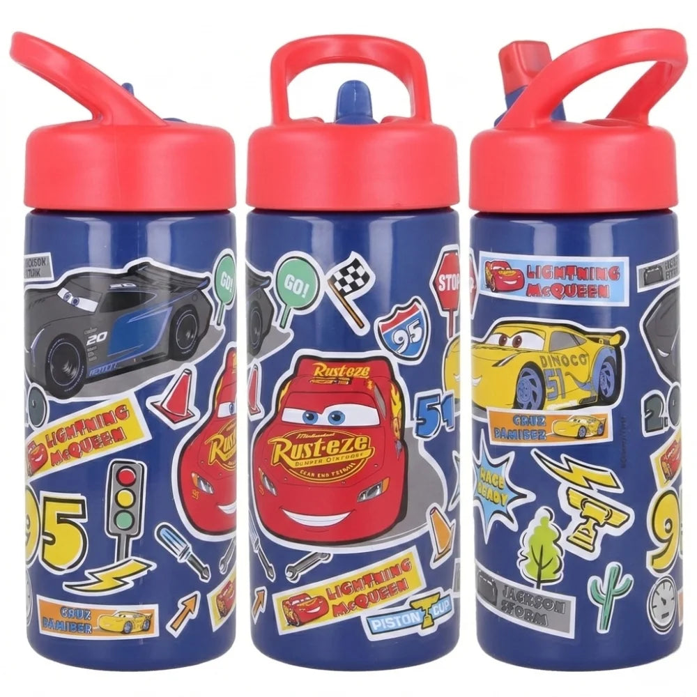 Disney Cars Lightning McQueen Wasserflasche Flasche mit Trinkhalm 410 ml - WS-Trend.de