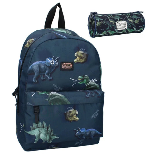 Dinosaurier Kinder Rucksack mit Federmäppchen Tasche Gr. 38x25x11 cm - WS-Trend.de