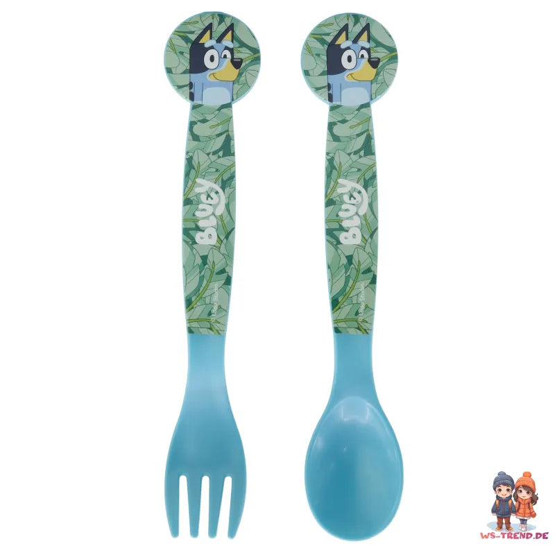 Bluey Bingo Kinder 4 teiliges Set 3 Kammern Brotdose Trinkflasche 370 ml Besteck - WS-Trend.de