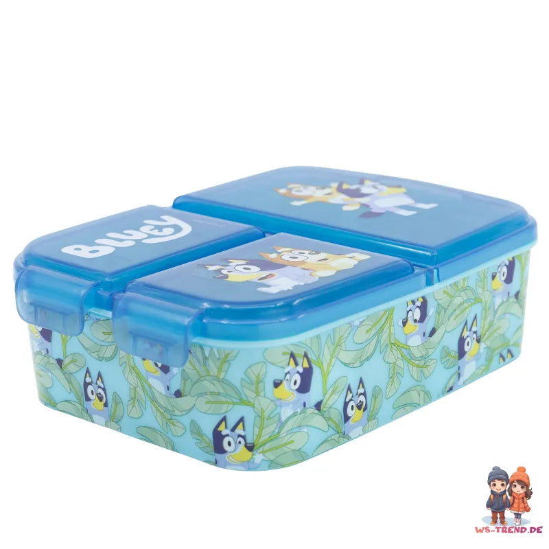 Bluey Bingo Kinder 4 teiliges Set 3 Kammern Brotdose Trinkflasche 370 ml Besteck - WS-Trend.de