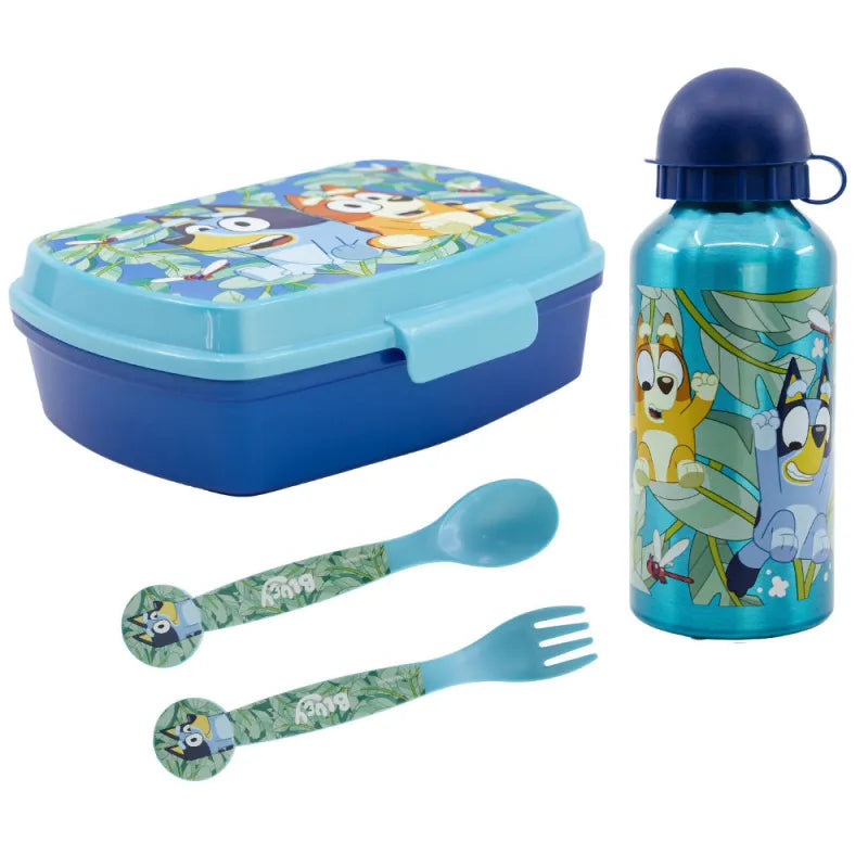 Disney Bluey Bingo Kinder 4 teiliges Set Brotdose Aluminium Trinkflasche Besteck - WS-Trend.de