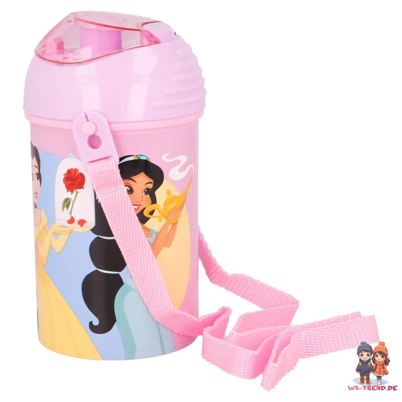 Disney Prinzessin Trinkflasche Flasche mit Trinkhalm Gurt 450 ml - WS-Trend.de Wasserflasche