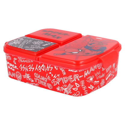 Marvel Spiderman 4 tlg Kinder Set 3 Kammern Brotdose Alu-Trinkflasche Besteck - WS-Trend.de