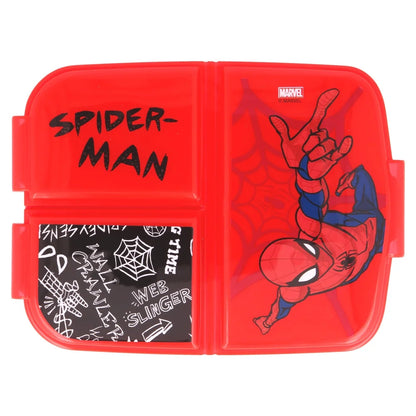 Marvel Spiderman 4 tlg Kinder Set 3 Kammern Brotdose Alu-Trinkflasche Besteck - WS-Trend.de