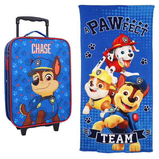 Paw Patrol Chase Kinder 2tlg Set Trolley Kinderkoffer plus Strandtuch 70x140 cm