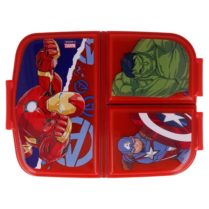 Marvel Avengers Kinder Set 4tlg 3 Kammern Brotdose Alu-Trinkflasche Besteck - WS-Trend.de