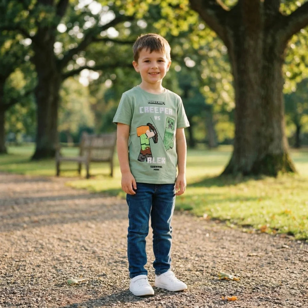 Minecraft Alex Creeper Kinder kurzarm T-Shirt - WS-Trend.de