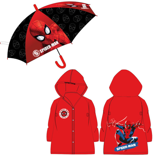 Marvel Spiderman Kinder Regenschirm plus Regenponcho