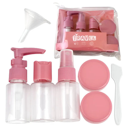 Kulturbeutel Reiseflaschen 7-tlg Set Schampooflasche Dosen Sprühflasche - WS-Trend.de