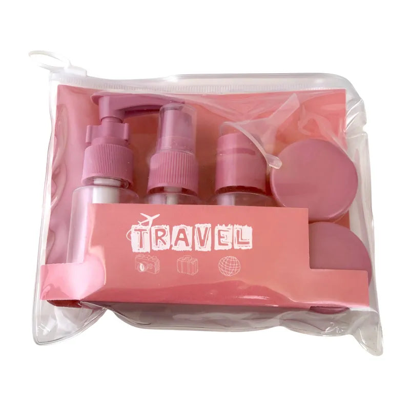 Kulturbeutel Reiseflaschen 7-tlg Set Schampooflasche Dosen Sprühflasche - WS-Trend.de