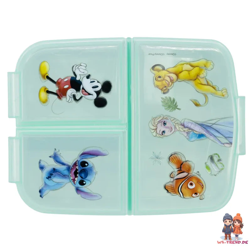 Disney All Stars Kinder 2 tlg Set 3 Kammer Brotdose plus Aluminium Trinkflasche - WS-Trend.de