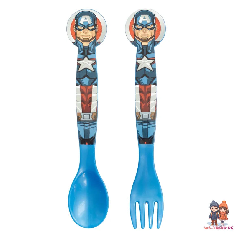 Marvel Avengers Kinder Set 4tlg 3 Kammern Brotdose Alu-Trinkflasche Besteck - WS-Trend.de