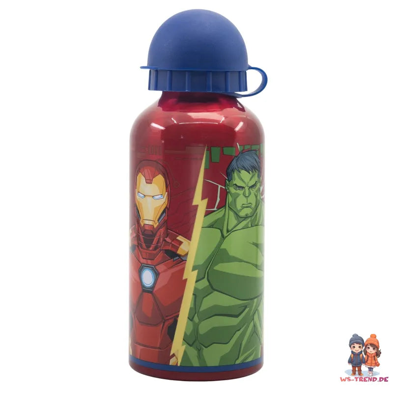 Marvel Avengers Kinder Set 4tlg 3 Kammern Brotdose Alu-Trinkflasche Besteck - WS-Trend.de