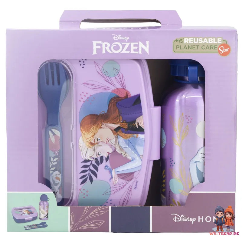 Disney Die Eiskönigin 4 tlg Kinder Lunch Set Brotdose Alu-Trinkflasche Besteck - WS-Trend.de