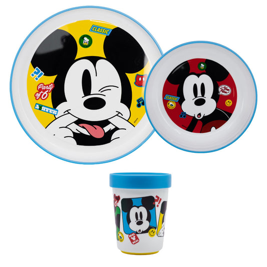 Disney Mickey Maus Kinder Geschirr-Set 3 teilig Becher Teller Schüssel