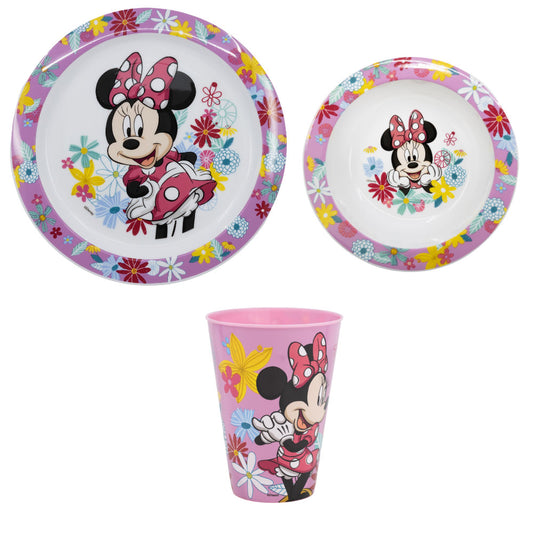 Disney Minnie Mouse Kinder Geschirr-Set 3 teilig Becher (430ml) Teller Schüssel
