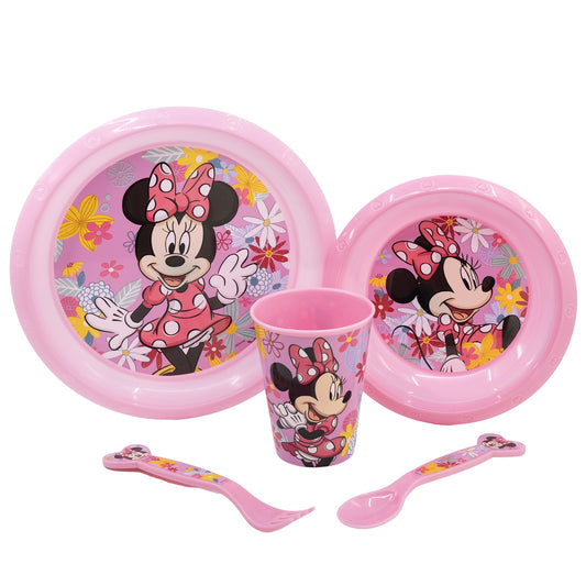Disney Minnie Mouse Kinder Geschirr-Set 5 teilig Becher Teller Schüssel Besteck