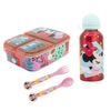 Disney Minnie Mouse set of 4 lunch boxes with drinking cups and cutlery