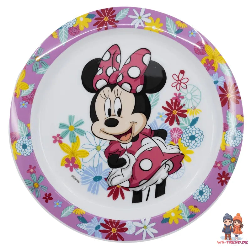 Disney Minnie Mouse Kinder Geschirr-Set 3 teilig Becher (430ml) Teller Schüssel - WS-Trend.de