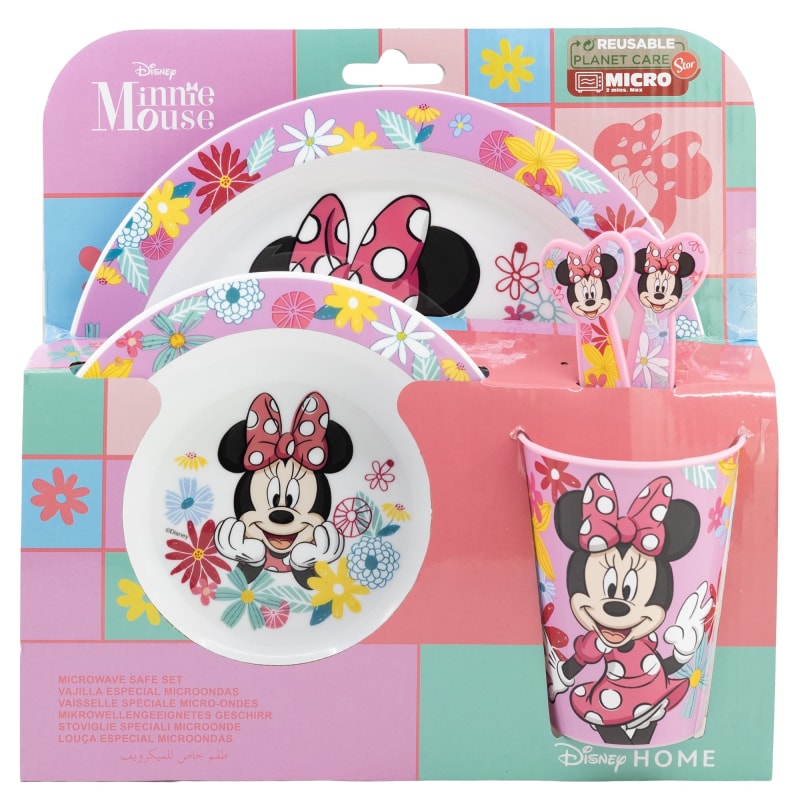 Disney Minnie Mouse Kinder Geschirr-Set 5 teilig Becher Teller Schüssel Besteck - WS-Trend.de