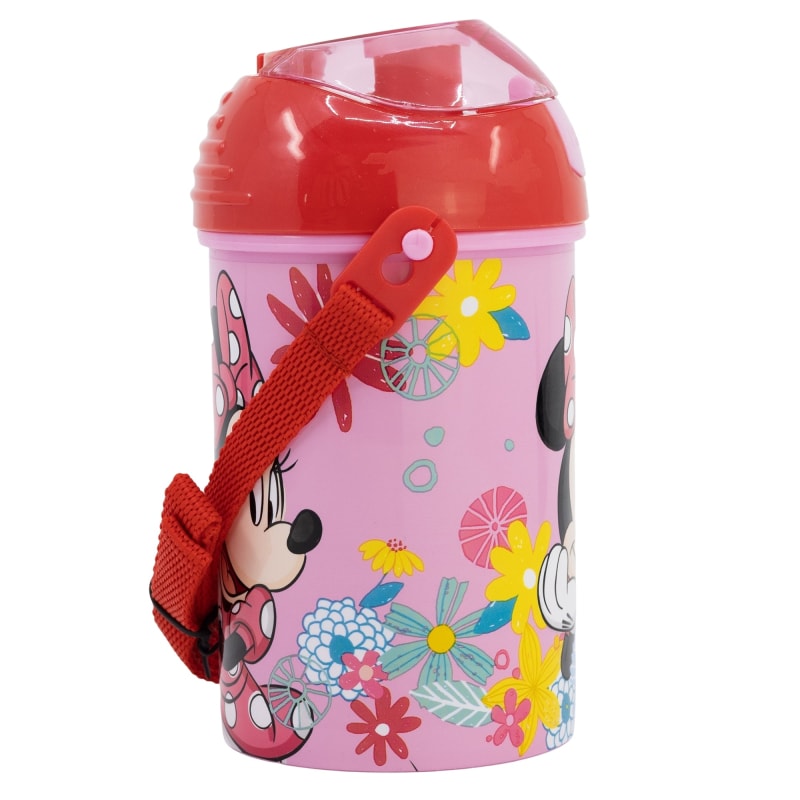 Disney Minnie Maus Trinkflasche Flasche mit Trinkhalm Gurt 450 ml - WS-Trend.de Wasserflasche