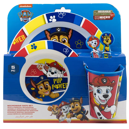 Paw Patrol Kinder Geschirr-Set 5 teilig Becher Teller Schüssel - Chase Marshall - WS-Trend.de