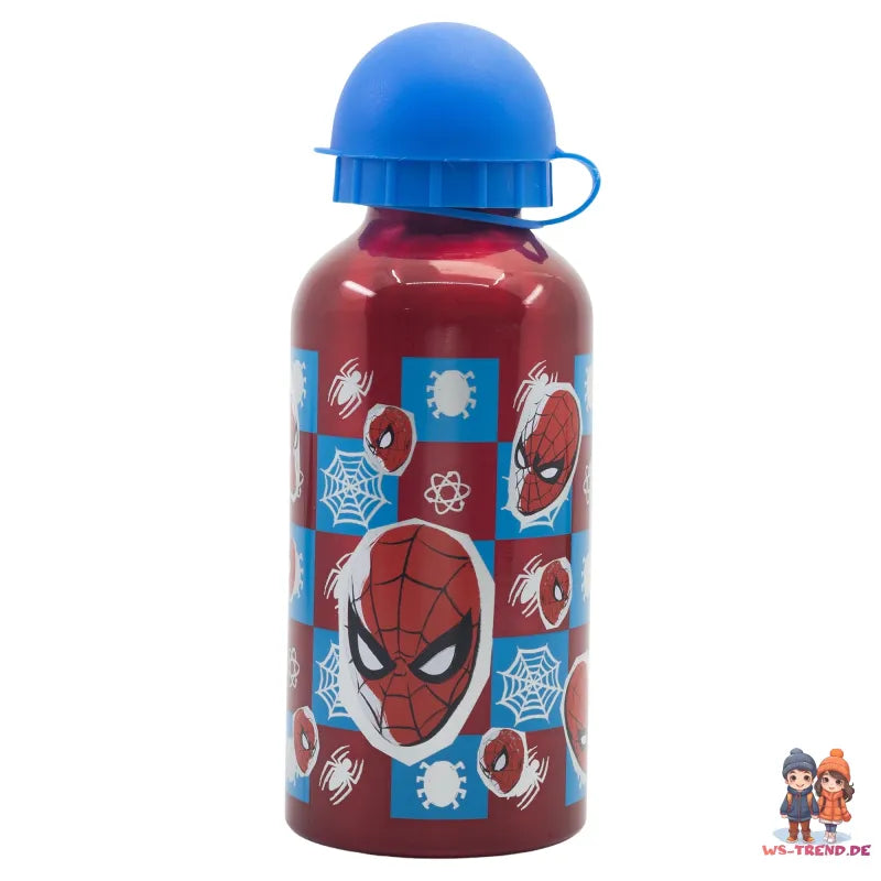 Marvel Spiderman 4 tlg Kinder Set 3 Kammern Brotdose Alu-Trinkflasche Besteck - WS-Trend.de